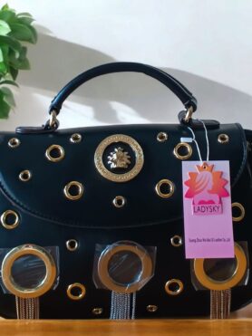 BLACK LADYSKY Women's Tassel and Rivet Saddle Bag